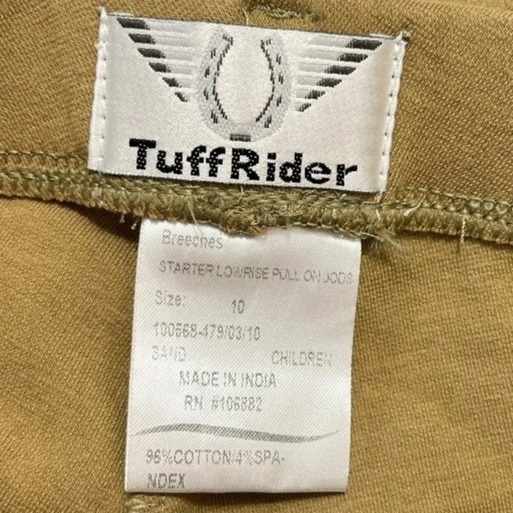 TuffRider Starter Lowrise Pull On Jods Equestrian Riding Breeches Tan 10‎ Kids